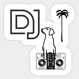 dj dog on the beach Sticker